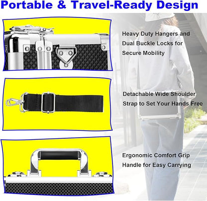 Multi color Card Storage Hard Case, Sports Card Collection Boxes,Trading Cards Cabinet, Card Holder, Toploader Box (Black, Small)