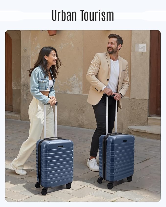 LIGHT FLIGHT Luggage Sets, Carry On Luggage 22x14x9 Airline Approved, Carry On Travel Bag Suitcases with Wheels, Expandable Hardside Lightweight Rolling with TSA Lock 2-Piece Set (DB/20),Beige