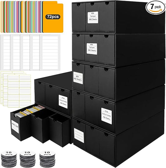 Trading Card Storage Box, Includes 21-600 CT Boxes & Card Dividers, + Trading Card Organizer for Collectible Card Games, for TCG, MTG, PTCG, Baseball Cards, with Labels & Tapes