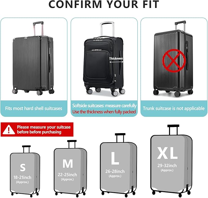 Travelkin Luggage Covers For Suitcase Tsa Approved,Suitcase Cover Protector Fit 18-32 Inch Luggage (Dreaming Blue, M)