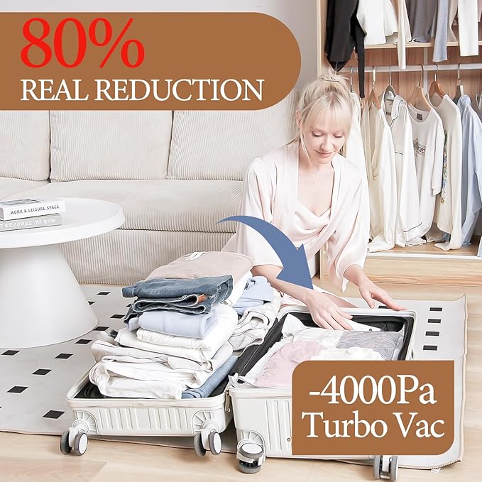 Vacuum Seal Bags for Clothing, 20 Pack Vacuum Storage Bags with Wireless Charging Air Pump(5J+5L+5M+5S), Space Saver Bags for Clothes Blanket Duvets Pillows Comforters Travel