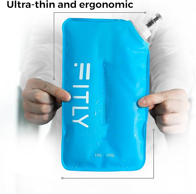 Soft Flask - Shrink As You Drink Soft Water Bottle for Hydration Pack - Folding Water Bottle Ideal for Running, Hiking, Cycling, Climbing & Rigorous Activity