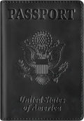 BIAOTIE Premium Leather Passport Holder Covers, Rfid Travel Wallet Passport Document Holder, Travel Essentials Wallet Cover Case for Men and Women (Black)
