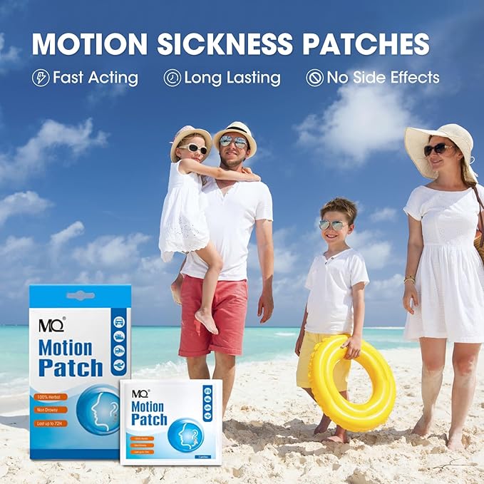 MQ Motion Sickness Patch,20 Count,Non Drowsy Sea Sickness Patches Behind Ear for Cruise Ship Travel, Waterproof Car Sick Patches Fast Acting & Long Last 72H