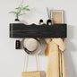 Coat Rack Wall Mount with Shelf 4 Hidden Hooks Modern Wooden Key Holder Entryway Organizer for Hallway Bedroom Bathroom Home Decor Storage for Hanging Coats Hats Bags Towels, Wave-Shape Black