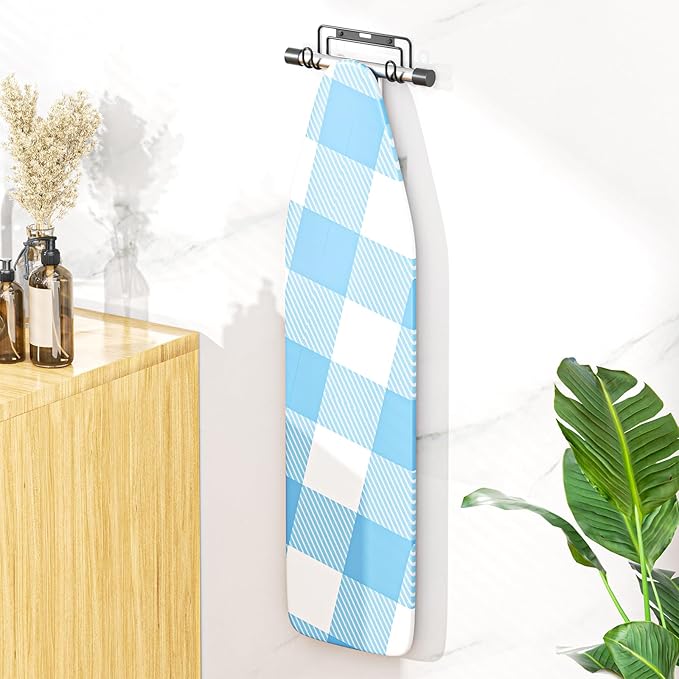 Ironing Board Holder Wall Mount, Over The Door Ironing Board Holder, Over The Door Or Wall Mount Ironing Board Hanger for Y & T Leg Iron Boards (Black)