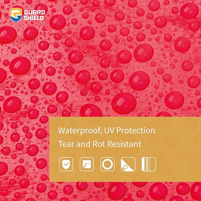 GUARD SHIELD Red Tarp 10x20 Feet Tarps High Visibility Outdoor Poly Cover Lightweight 6mil