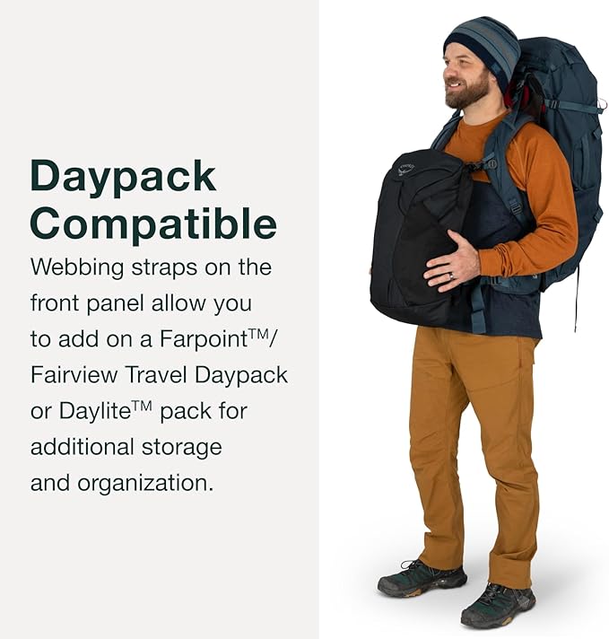 Osprey Farpoint Trek 55L Men's Travel Backpack, Black