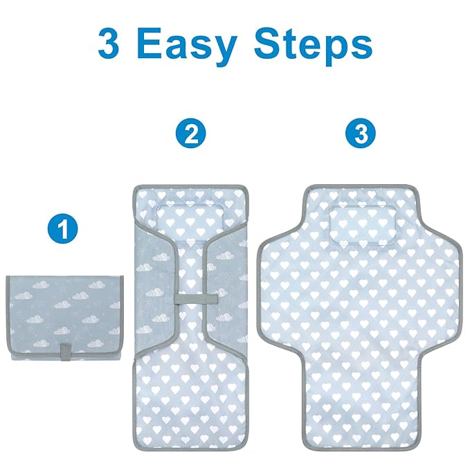 Accmor Portable Diaper Changing Pad, Waterproof Baby Changing Mat, Foldable Travel Diaper Changing Pads for Baby, Baby Essentials Shower Registry Gifts
