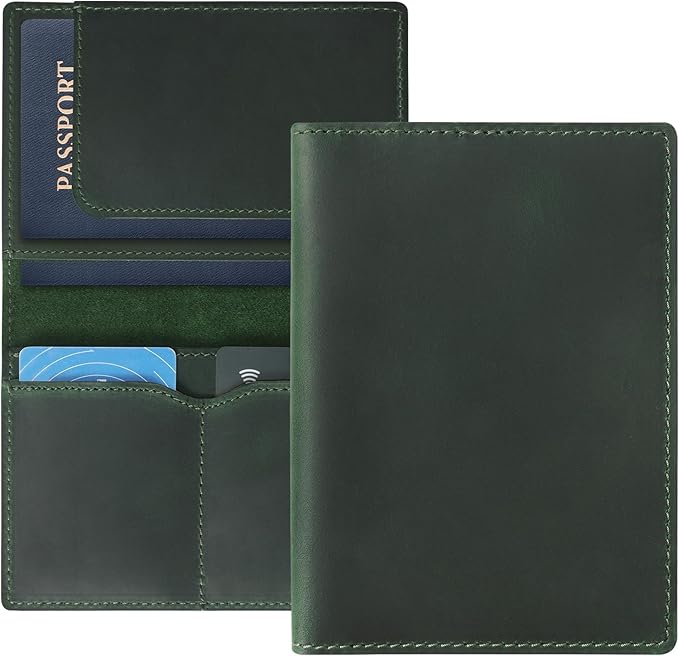Jack&Chris Leather Passport Holder, Handmade Passport cover, Travel Wallet Cover Case for Men and Women, Leather Travel Documents Organizer Protector, JC107