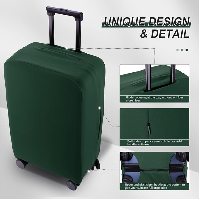 Travel Luggage Cover Suitcase Protector Scratch-Resistant Fit 19-31 Inch Suitcase, Not Included Suitcase (Avocado Green, L(26-27 inch))