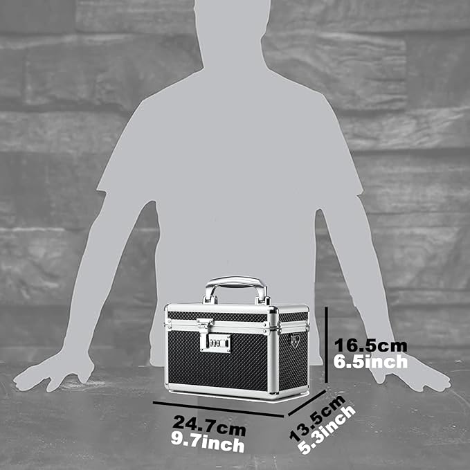 Storage Lock Box with Combination code, Lockable Medicine Storage Case, Empty First Aid Box, Security Lock Box, Multipurpose Lockbox for Home and Outdoor Use (Black, Small)