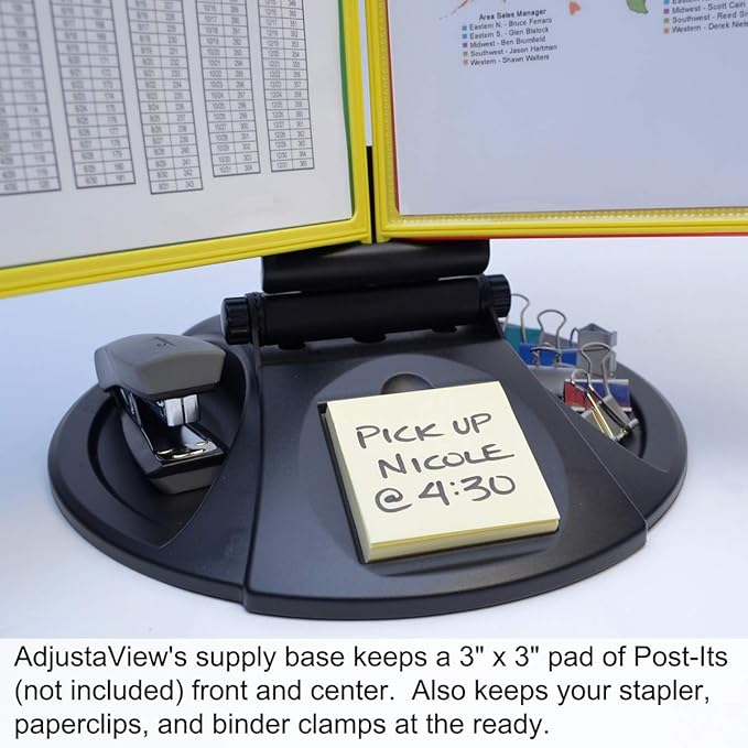 Ultimate Office AdjustaView 10-Pocket Desk Reference Organizer with Supplies Storage Base and EZ-Load Pockets to Hold 20 Sheets of Paper, Includes Fast Find Indexing Tabs (Colored Pockets)