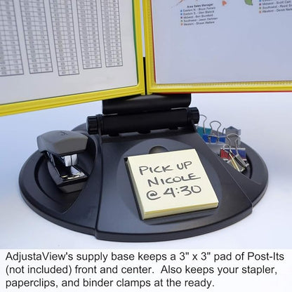 Ultimate Office AdjustaView 10-Pocket Desk Reference Organizer with Supplies Storage Base and EZ-Load Pockets to Hold 20 Sheets of Paper, Includes Fast Find Indexing Tabs (Colored Pockets)