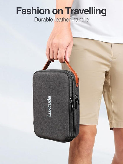 Luxtude Electronics Organizer Travel Case, Portable Tech Organizers Travel Case, Hard Cases for Electronics, Sturdy Charger Bag, Waterproof Tech Bag for Charger/Mouse/Hard Drive, Christmas Gifts