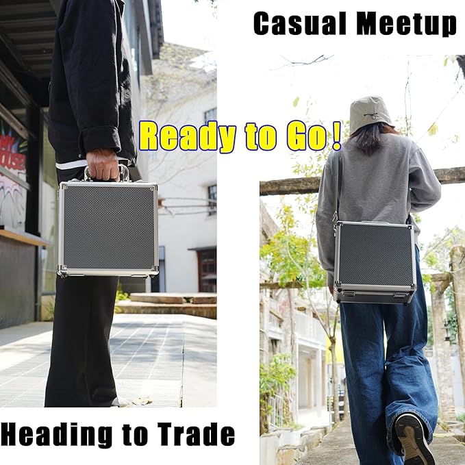 Multi color Card Storage Hard Case, Sports Card Collection Boxes,Trading Cards Cabinet, Card Holder, Toploader Box (Gray, Medium)