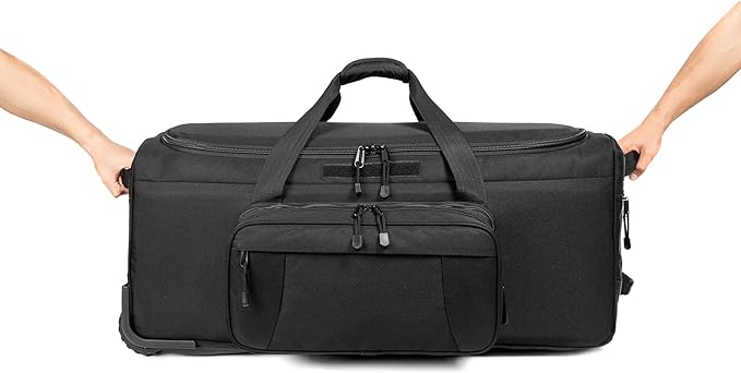 Mountain Land 120L Tactical Duffle Bag Rolling Duffle Bag with Wheels And Handle(Black)