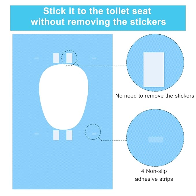 100 Packs Tear-Free Toilet Seat Covers Disposable for Adults and Kids, 16x24 Inch Waterproof Non-Slip Disposable Toilet Seat Cover for Travel, Public Toilet, Outdoors (Individual Package)