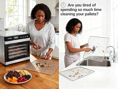 Non-Stick Silicone Dehydrator Liners: 15x15 inch for Excalibur BPA-Free Easy Clean Reusable Mesh Sheets for Healthy Snacks 10-Pack