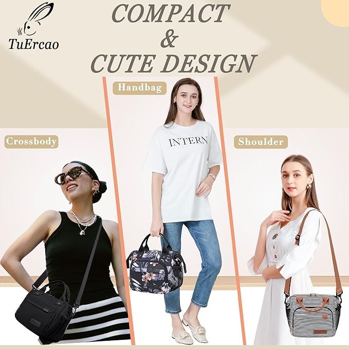 Small Lunch Bag Lightweight Insulated Lunch Box for Women Work Portable Soft Cooler for Picnic Travel Road Trips, Loncheras para Mujer, Black