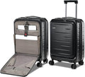 Expandable Carry On Luggage Airline Approved, 20 Inch Lightweight ABS+PC Hard Shell Suitcases with Front Pocket, Spinner Wheels, TSA Lock (Black, 1PC)