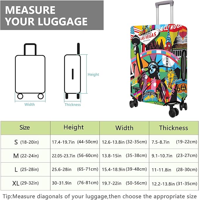 Travel Luggage Cover Suitcase Protector Fits 18-32 Inch Wheel Covers PatternedTravel Related Items Flower Luggage Protector Elastic S