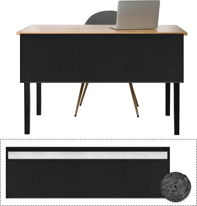 48" Under Desk Privacy Panel with Cable Management Organizer Sleeve Self-Adhesive Modesty Panel for Cord Organizer Pockets and Desk Skirt for Home Office or Standing Workstation