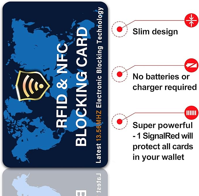 SaiTech IT 5 Pack RFID Blocking Card NFC Contactless Debit/Credit Card ATM Passport Protector ideal for Men & women slim with World map design perfectly fit in wallet - Blue