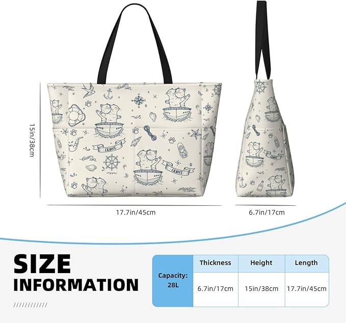 Beach Bag for Women Beach Tote Bag Waterproof Sandproof Large Bags with Zipper Big Capacity for Vacation Travel