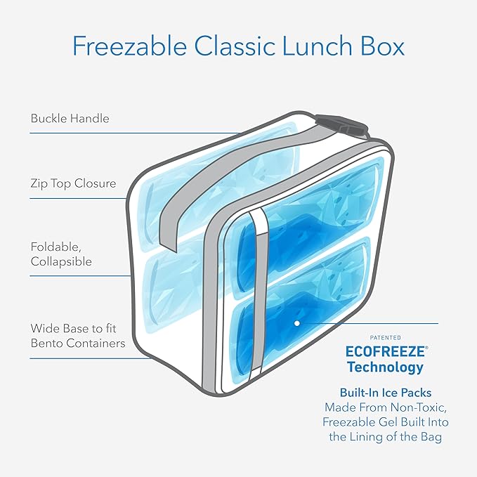 PackIt Freezable Classic Lunch Box, Leopard Hearts Purple, Built with ECOFREEZE Technology, Reusable, Zip Closure With Zip Front Pocket and Buckle Handle, Designed for Fresh Lunch On the Go