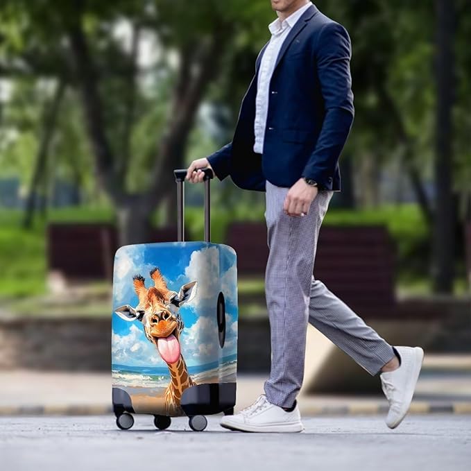 Giraffe Luggage Covers for Suitcase Universal Travel Luggage Cover Suitcase Protector Fits 22-25 Inch (Size M) Anti-Scratch Suitcase Covers Travel Essential Funny Animal Baggage Cover