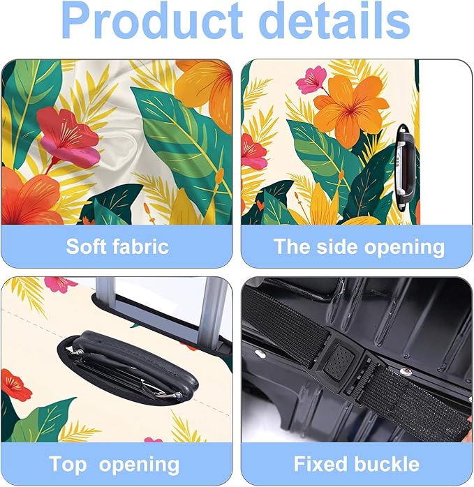 Luggage Cover Washable Suitcase Protector Anti-Scratch,Stretchable Fit for 20-34Inch Luggage Durable Travel Bag Cover with Zipper Closure (Flower, S(fits 20-22inch suitcase))