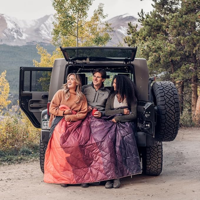 Rumpl Original Puffy Blanket - Warm, Water-Resistant Camping Blanket with 100% Recycled Synthetic Insulation, 52"x75", Original Puffy V1, Pyro Fade