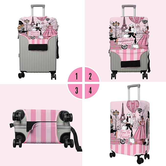 Travel Luggage Cover Suitcase Protector Fits 18-32 Inch Wheel Covers PatternedTravel Related Items Flower Luggage Protector Elastic XL