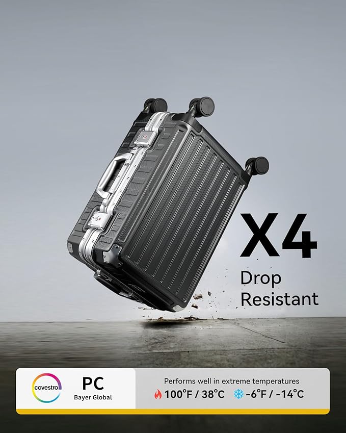 LUGGEX Luggage Sets with Spinner Wheels, 2 Piece (20/28) Aluminum Frame Zipperless Polycarbonate Hard Shell Suitcase Sets, Silver Grey