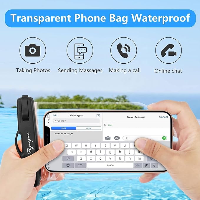 Waterproof Phone Pouch Bag - 7.5in Waterproof Phone Case for Beach Travel Must Haves, IPX8 Dry Bag with Lanyard for iPhone 16 15 Pro Max Galaxy S24+ S23 Pixel 8a, Cruise Essentials