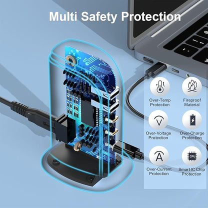 Type C Charger for Multiple Devices, Upoy USB C Fast Charging Station 100W Total, USB C Charger Block with Dual PD C Ports, USB Tower Multiports Space Saving, Charging Accessories for iPhone/Samsung