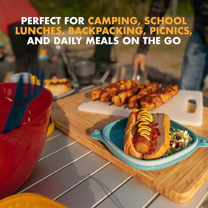 UCO 4-Piece Camping Mess Kit with Bowl, Plate and 3-in-1 Spork Utensil Set
