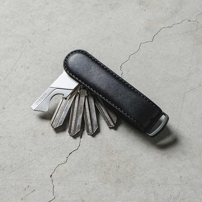 Jibbon Italian Premium Leather Key Organizer - Stylish Key Holder with Marine Grade 316 Stainless Steel, Compact EDC Keychain
