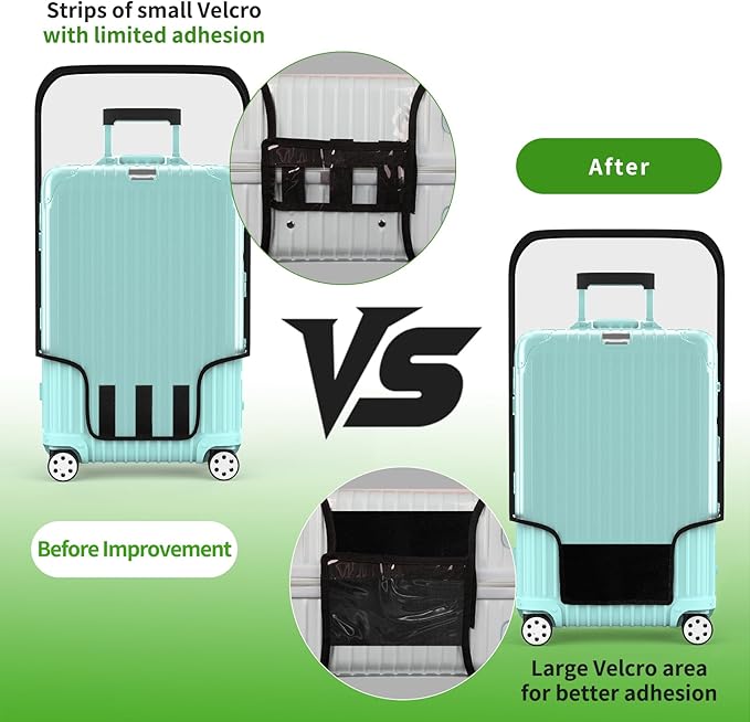 3 Pieces Clear Luggage Cover Protectors, 0.4mm Thicken PVC Suitcase Covers for Luggage, 20"+24"+28" Waterproof Dustproof Anti-scratch Travel Luggage Sleeve for TSA Approved
