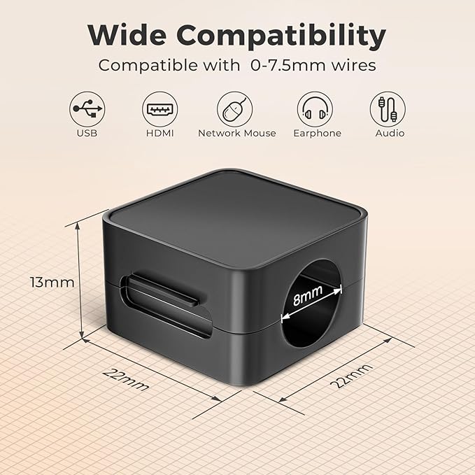 8 Pack Magnetic Cord Organizer Holder, Adjustable Cable Clips, Strong Adhesive Desk Cable Management Clips for Nightstand, Office, Car, Easy Open Design for Tidy Wire Organization