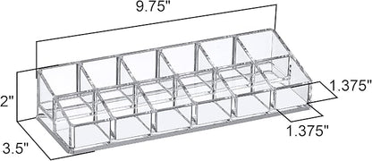 Amazing Abby - Glamour - 2-Pack 12-Slot Acrylic Nail Polish Organizer, Lipstick Holder, Lip Gloss Organizer, Cosmetic Storage Display, Perfect Storage Solution for Drawer, Vanity, Bathroom, and More