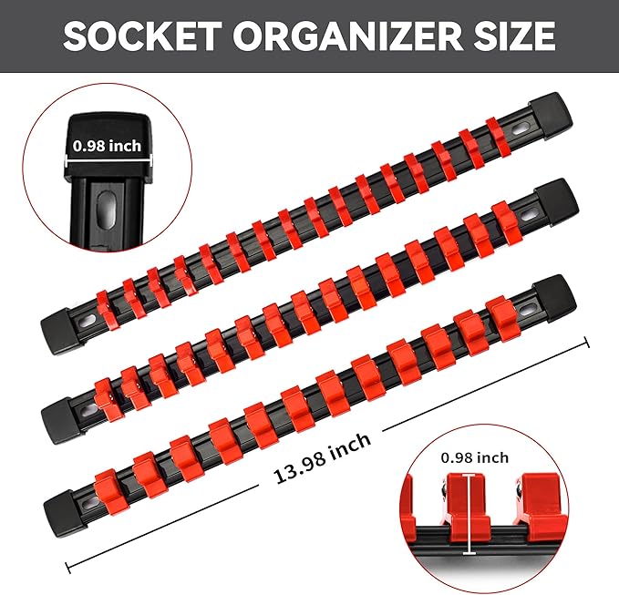 Socket Organizer Drive ABS Tools - Socket Holder, Premium Quality 30 Pieces Socket Holders Kit 1/4-Inch x 160 Clips, 3/8-Inch x 150 Clips, 1/2-Inch x 120 Clips（30PC,Mix-color)