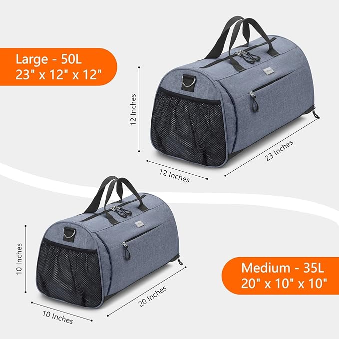 TOPDesign Gym Bag for Women & Men, Unisex Duffel Bag with Shoe Compartment & Wet Pocket for Travel Sports Gym (M Textured Blue)