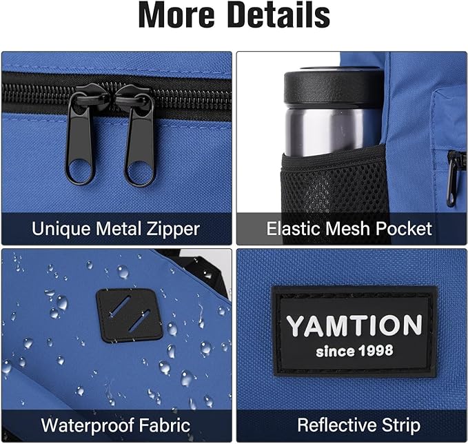 School Backpack,Classic Bookbag Men and Teen Boy Schoolbag with USB Charging Port for High School College Office Work Travel