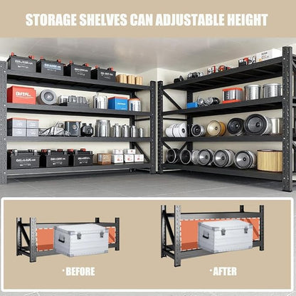 59" W Garage Shelving Heavy Duty, 4 Tier Metal Garage Shelves Adjustable Storage Shelving Unit for Garage, Warehouse, Industrial Shelves