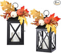 Fall Decor Lantern for Home, Large Decorative Lanterns Outdoor Waterproof 12" Battery Powered Decorative Lanterns Metal Hanging LED Candle Holder, Flameless Candle Lantern for Indoor 2 Packs