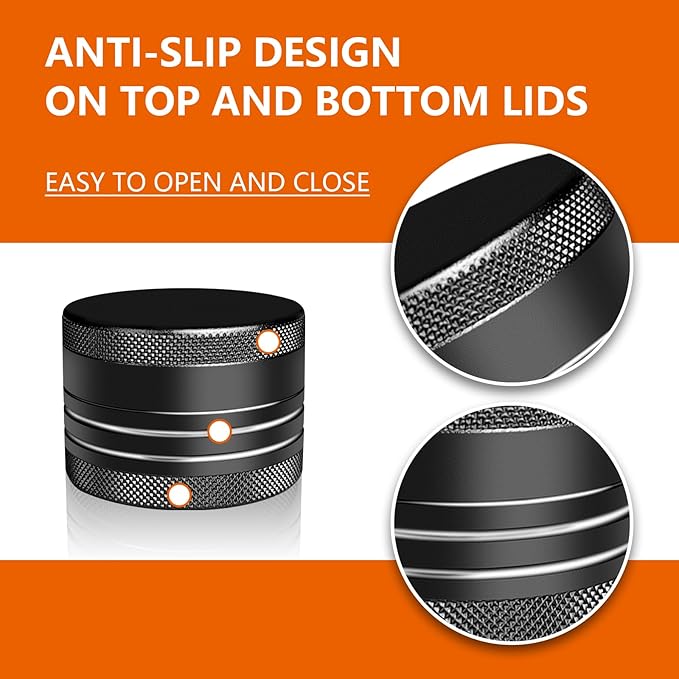 2 Sets Small Pill Box, Portable Daily Box, Aluminium Alloy Round Container for Pills, Pocket Case (Black+Gray)
