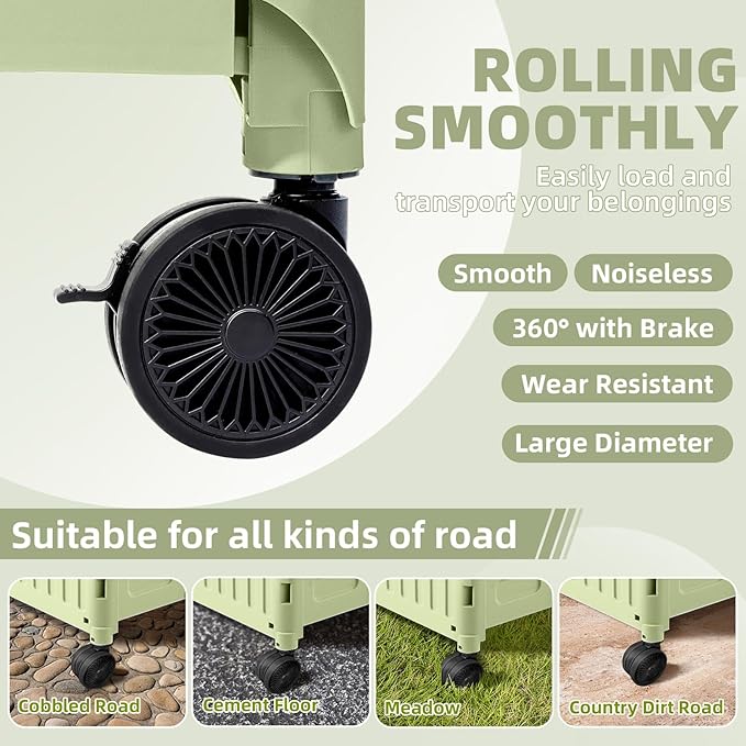 Heavy Duty Rolling Cart for Stairs：Collapsible Utility Crate with Wheels & Handle Foldable Tote Box for Toolbox Trade Show Supplies Teachers TODAYGO Mobile Storage Cart with Lid