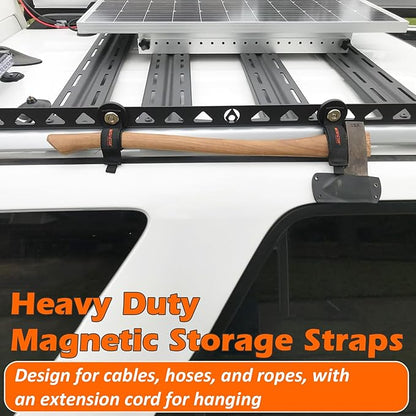 MUTUACTOR 2packs Magnetic Hooks Heavy Duty,Strong Magnet Garage Hook Large Capability for Hanging Cables Rubber Coating Mounting Magnet Storage Hooks for Garden Hoses Ropes Cordless Drills Tools Box